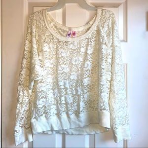 Long-sleeved sheer lace top
